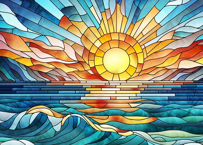 Ocean Sunset mosaic art