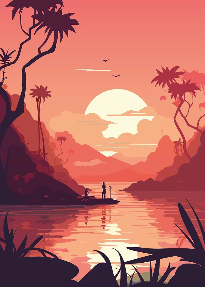 Sunset bay landscape