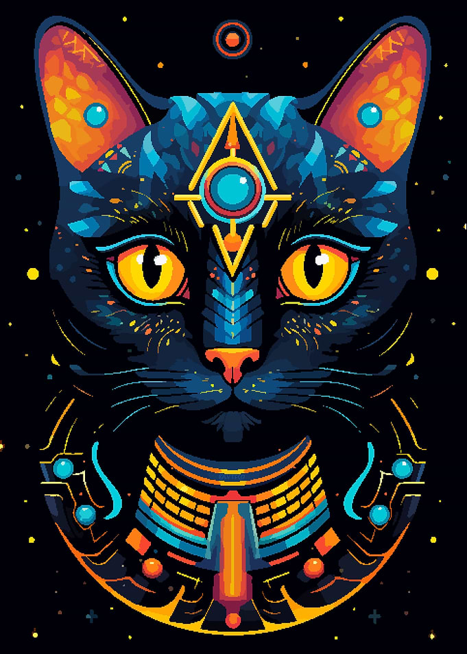 Sphynx Cat Retro Pixel Art