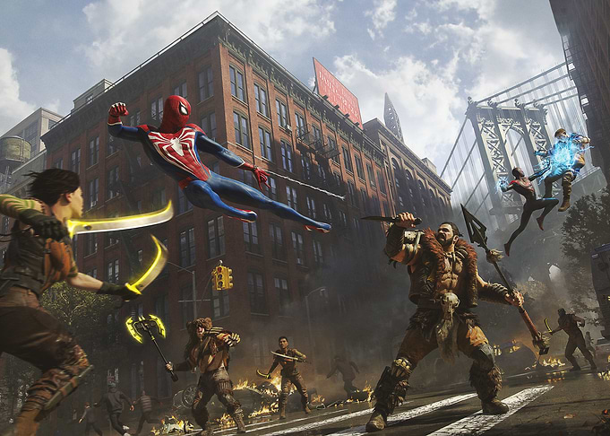 Spider-Men and Kraven's Hunters Clash