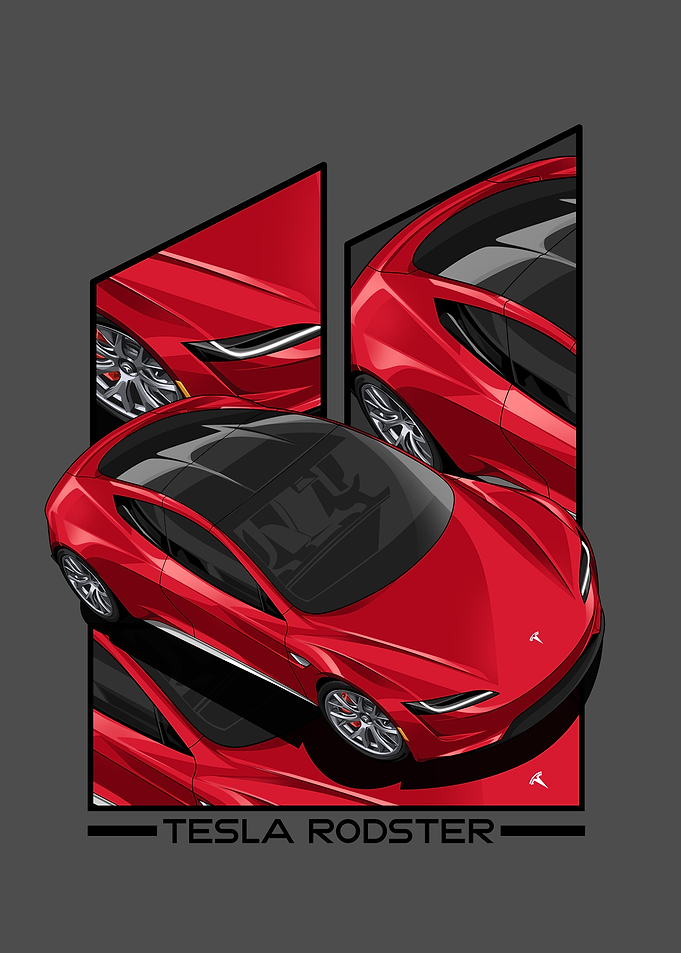 tesla roadster poster