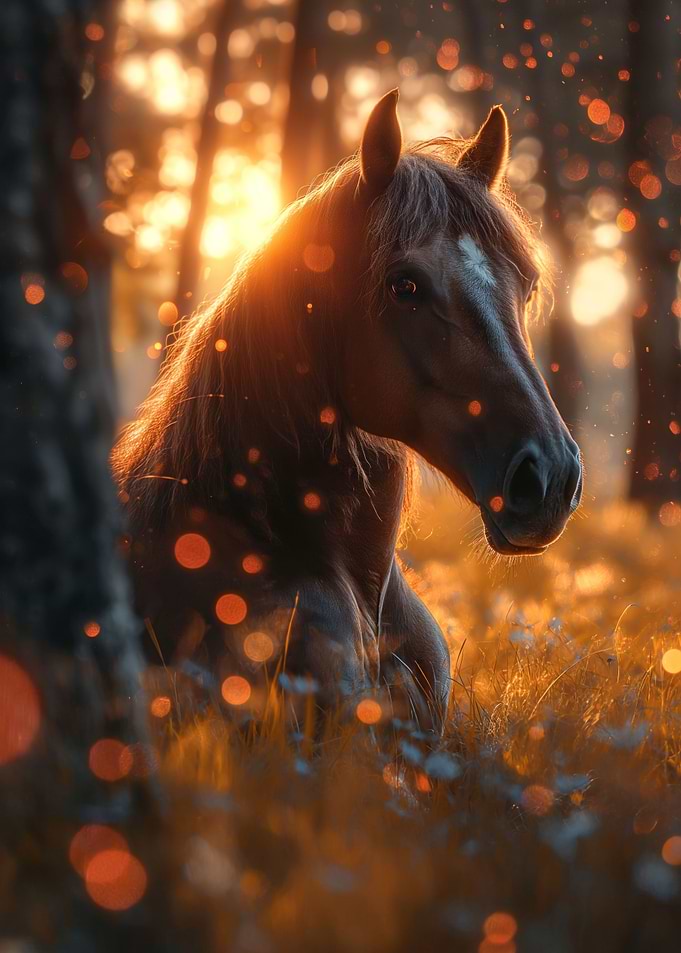 wild horse in sunset