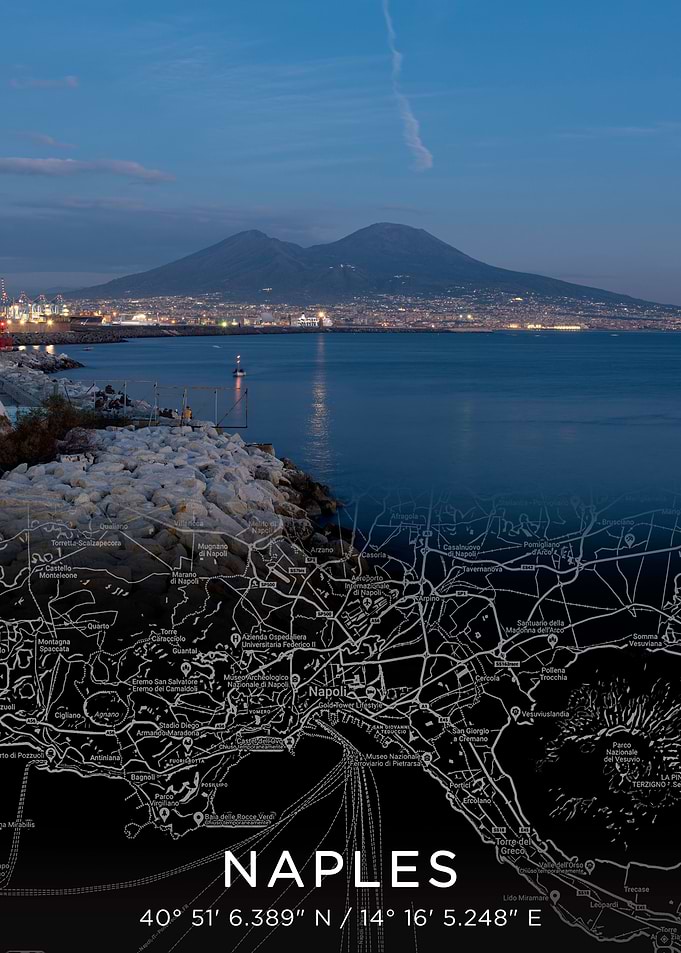 Naples City Map Dark