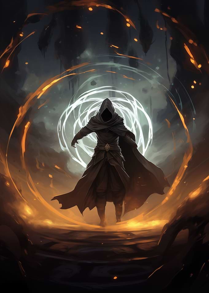 Mage exiting a portal