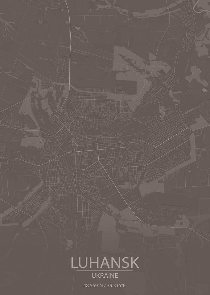 Luhansk Ukraine Brown Map