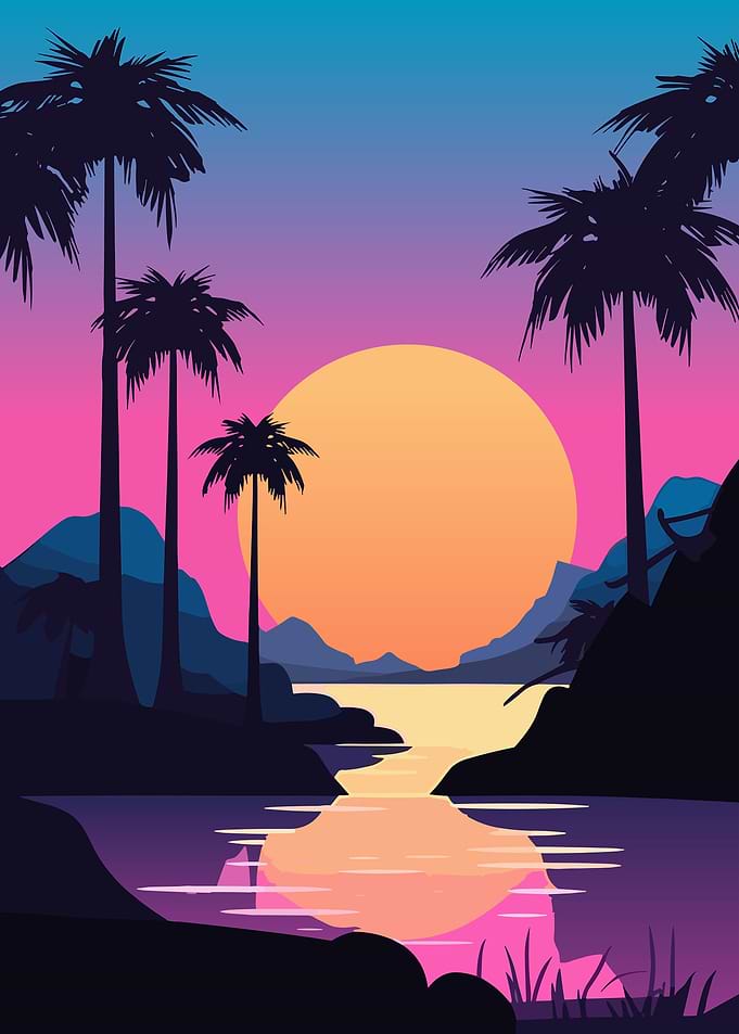 Sunset bay landscape