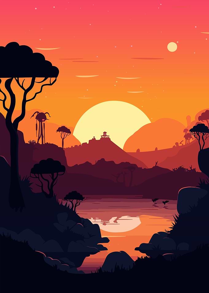 Sunset bay landscape