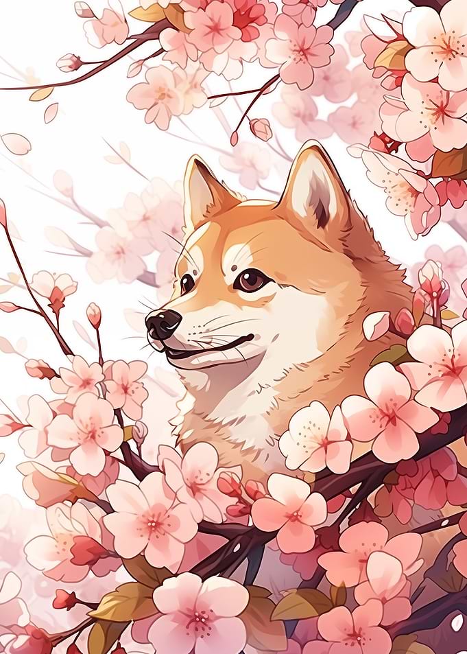Dog Japan Shiba Blossom
