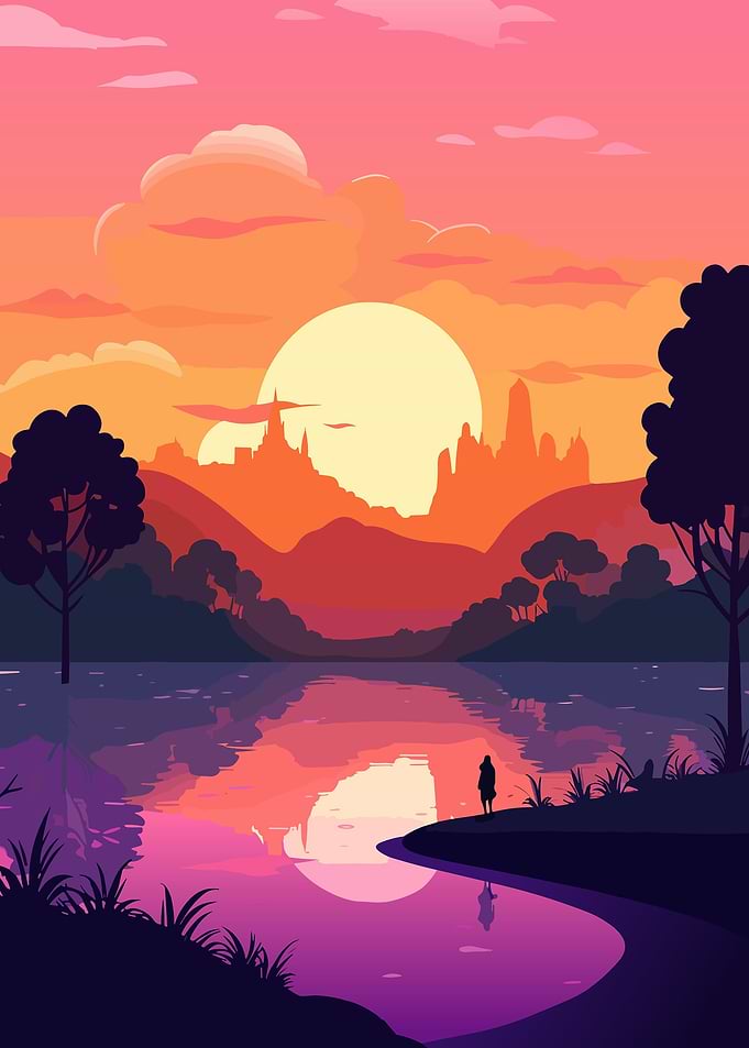 Sunset bay landscape