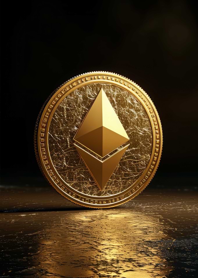 Etherium Coin 3D Dark Gold