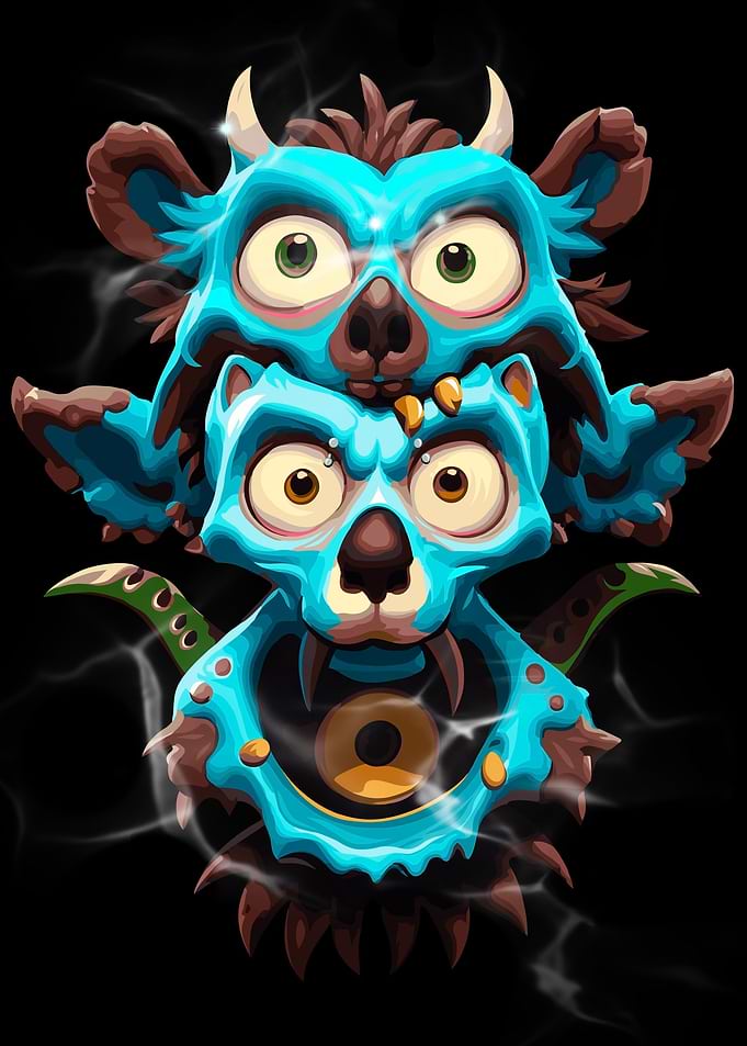 Funny monster animal totem
