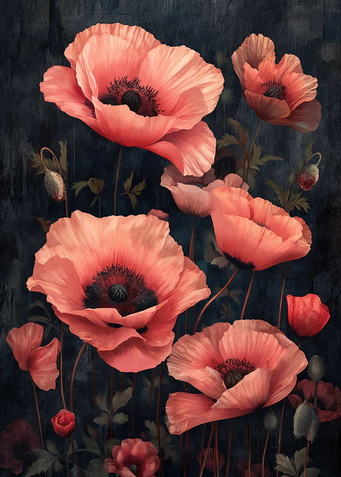Dark Red Poppies Charm