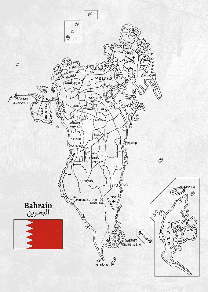 Handdrawn Bahrain Map
