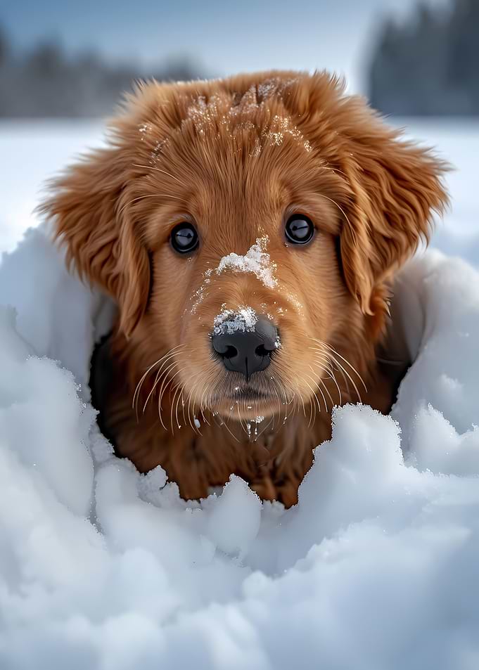 Golden Retriever Snow Pup