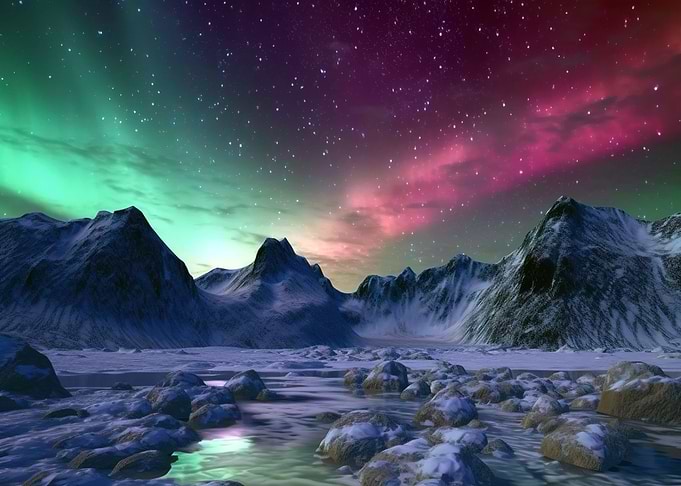 Mountains Northern Lights