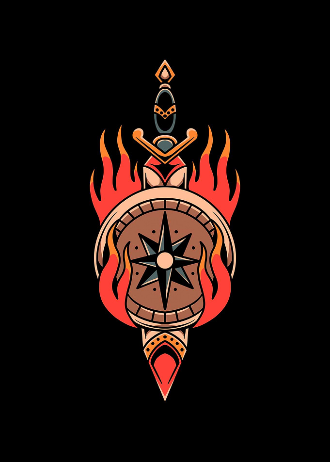 compass and dagger tattoo