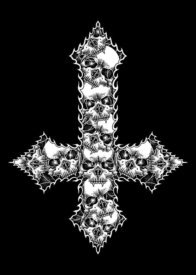 Skulls Inverted Cross