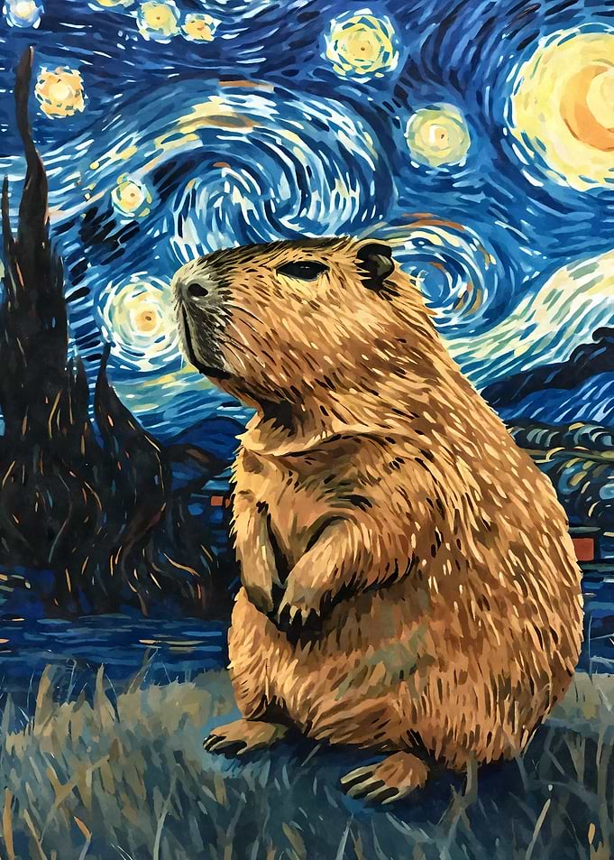 Capybara Starry Night