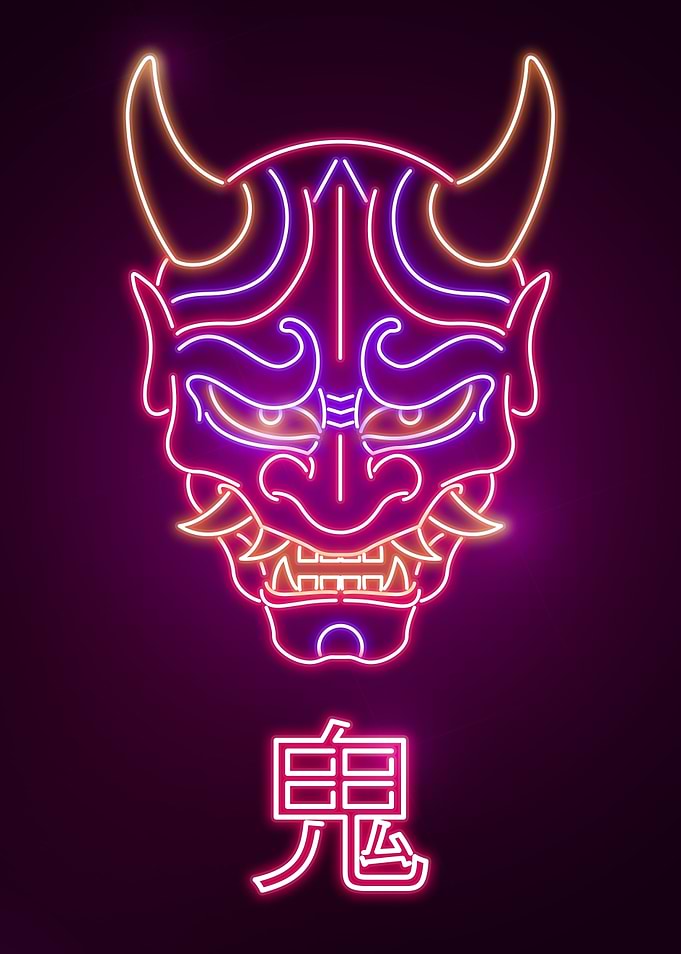 Neon Oni Mask