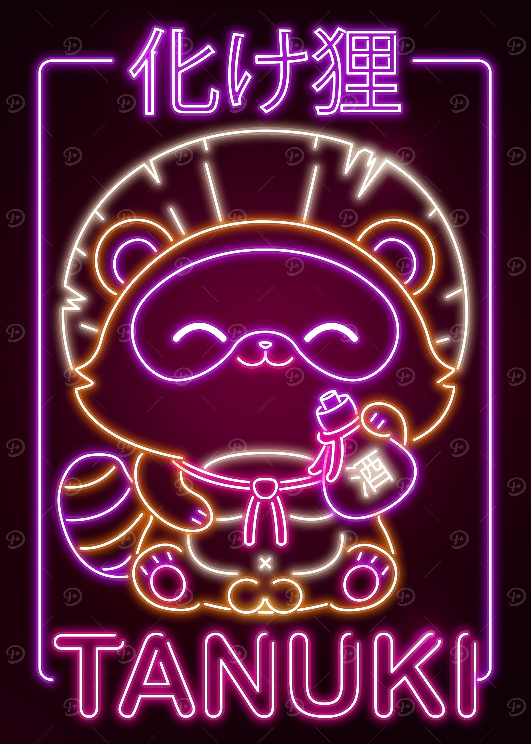 Neon Tanuki Yokai