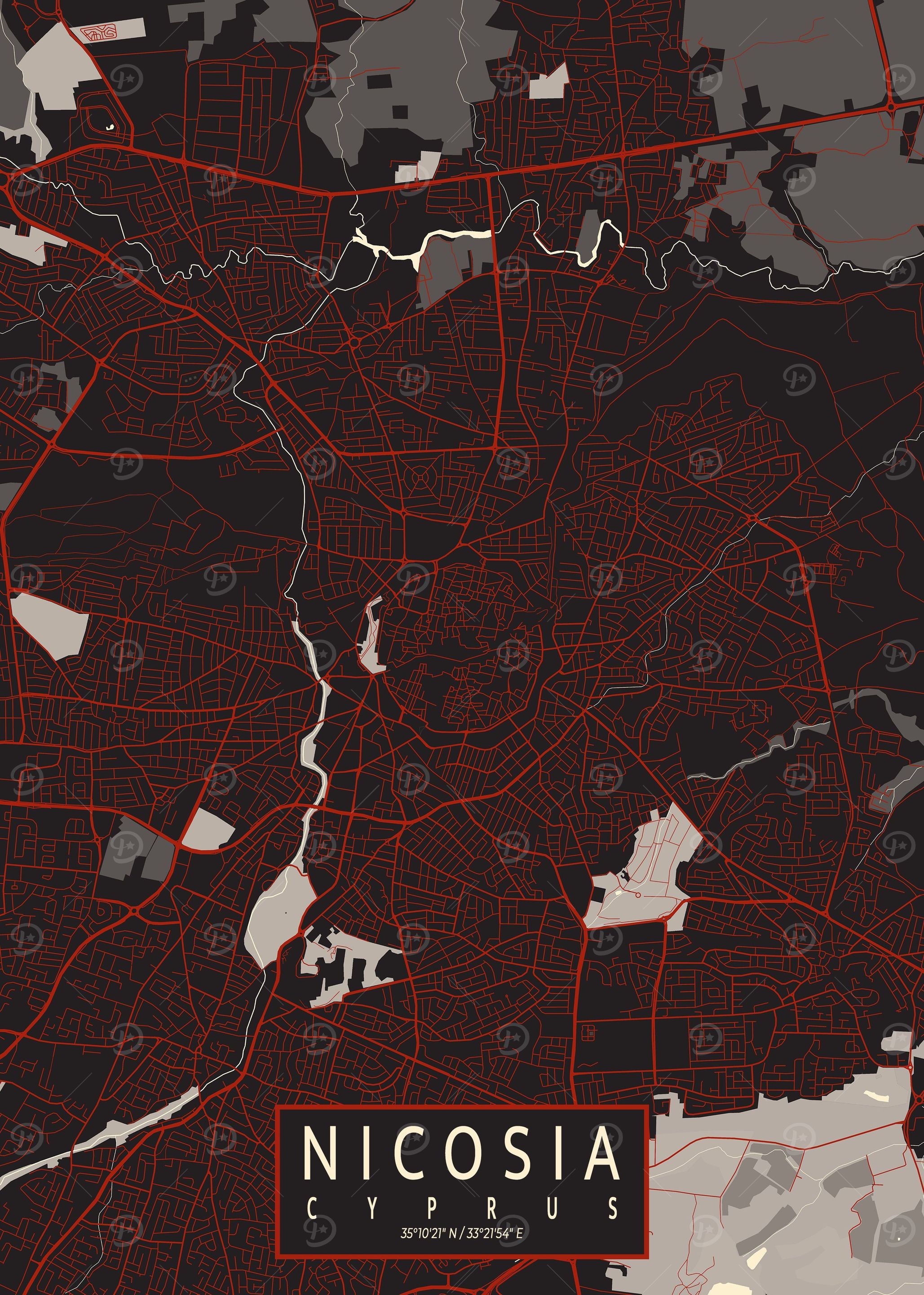 Nicosia City Map Vector