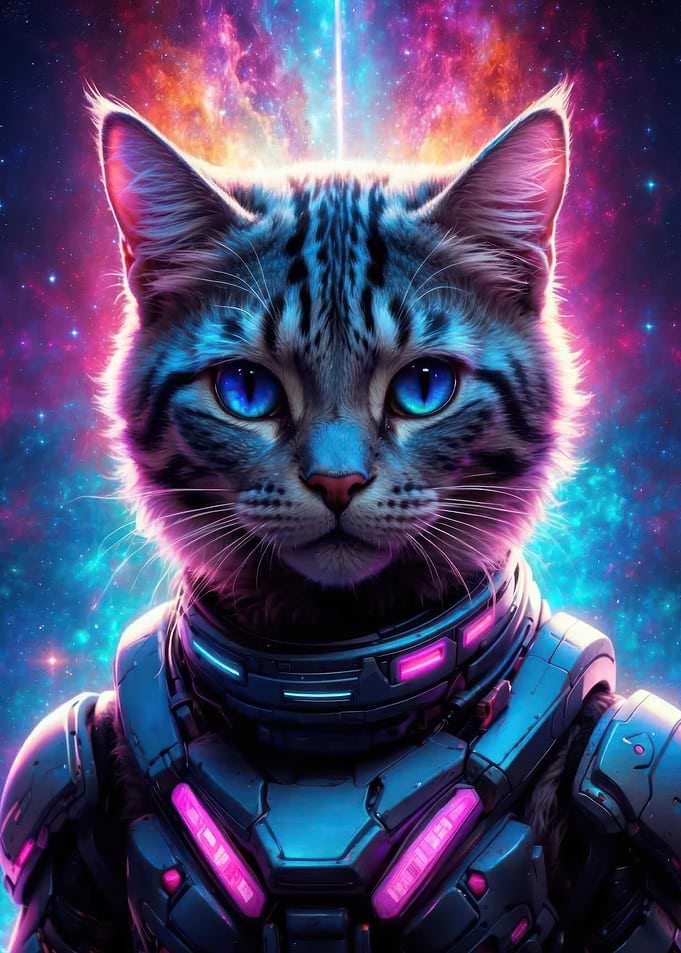 cat cats neon gamer