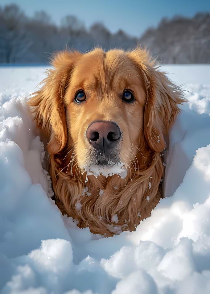 Golden Retriever Snow Dog