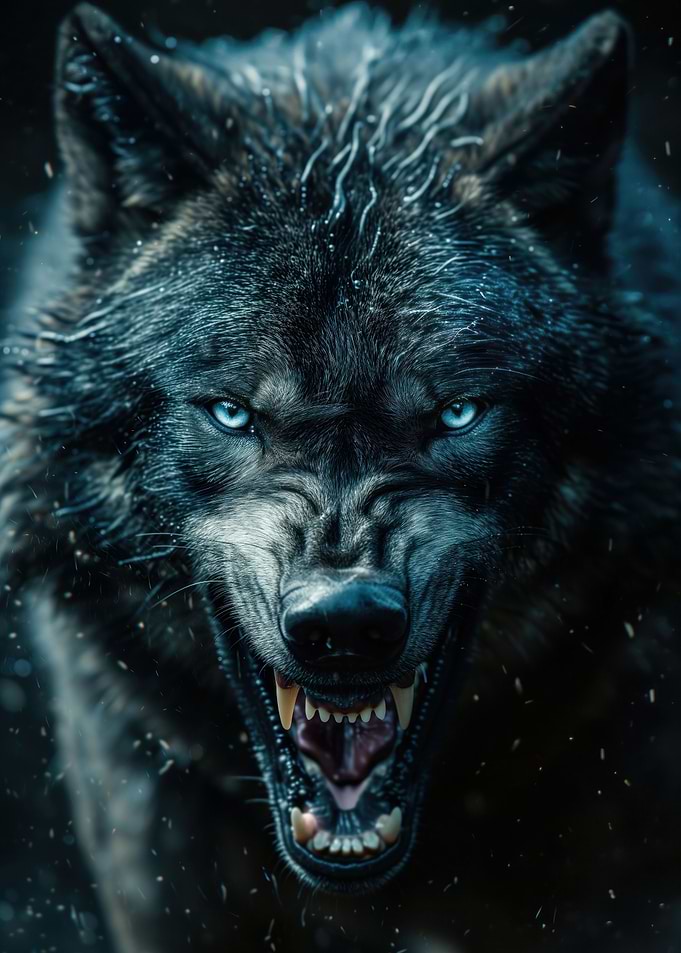 wild black wolf