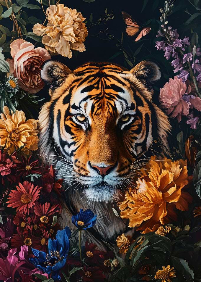 Floral Tiger Portrait