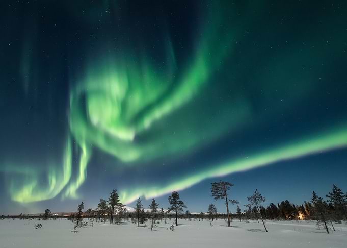 Aurora Swirls in Moonlight