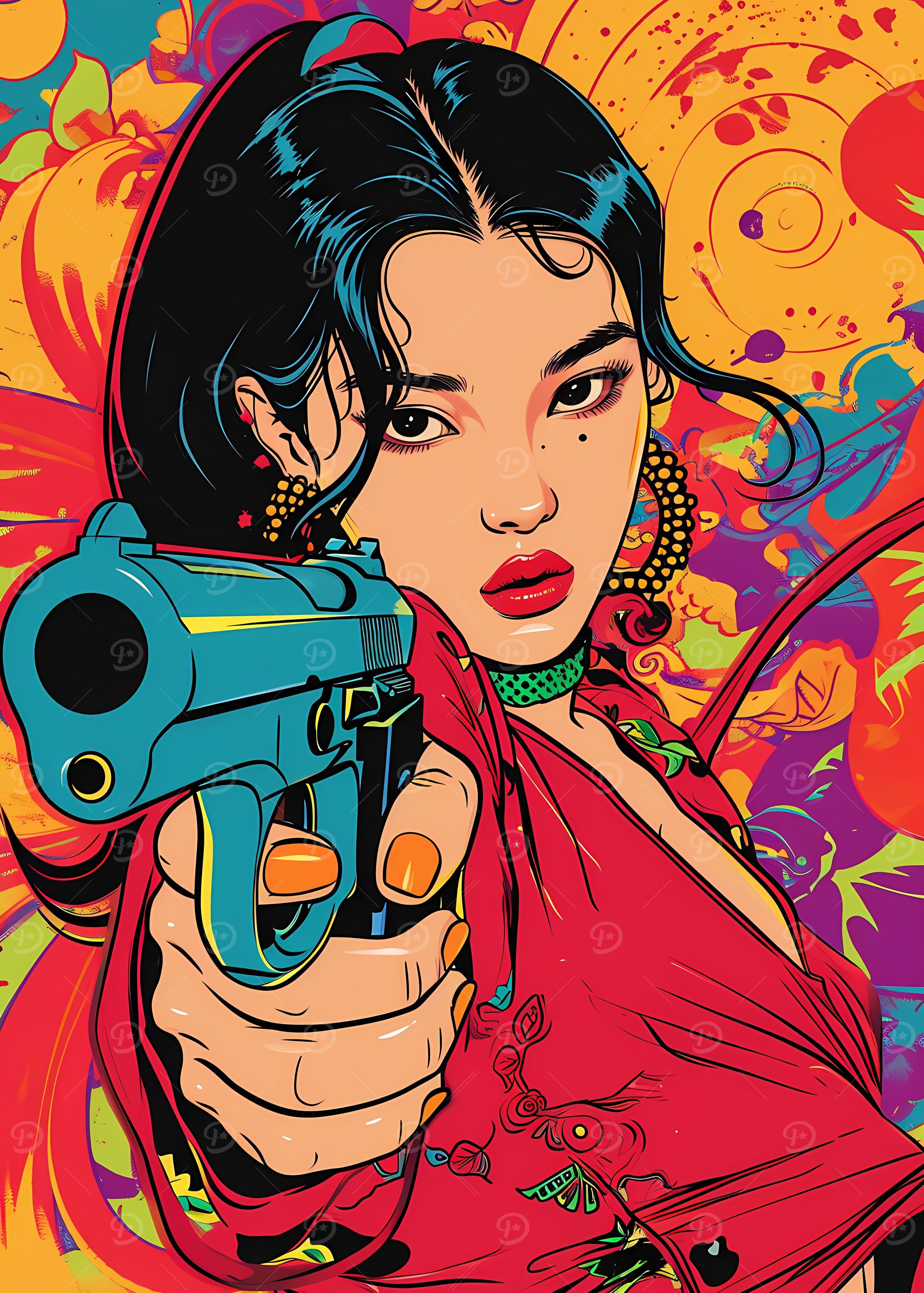 Asian aim with gun