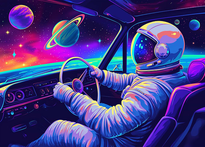 Neon Space Car Drive