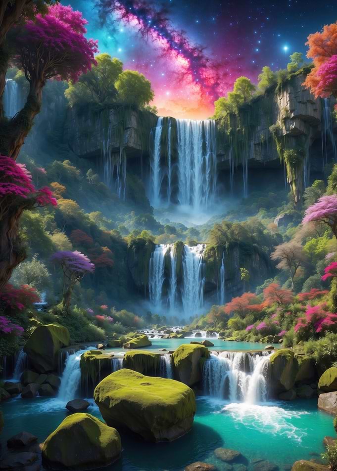 Cascading waterfall