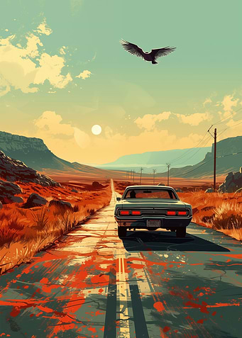 Retro Car Sunset Drive