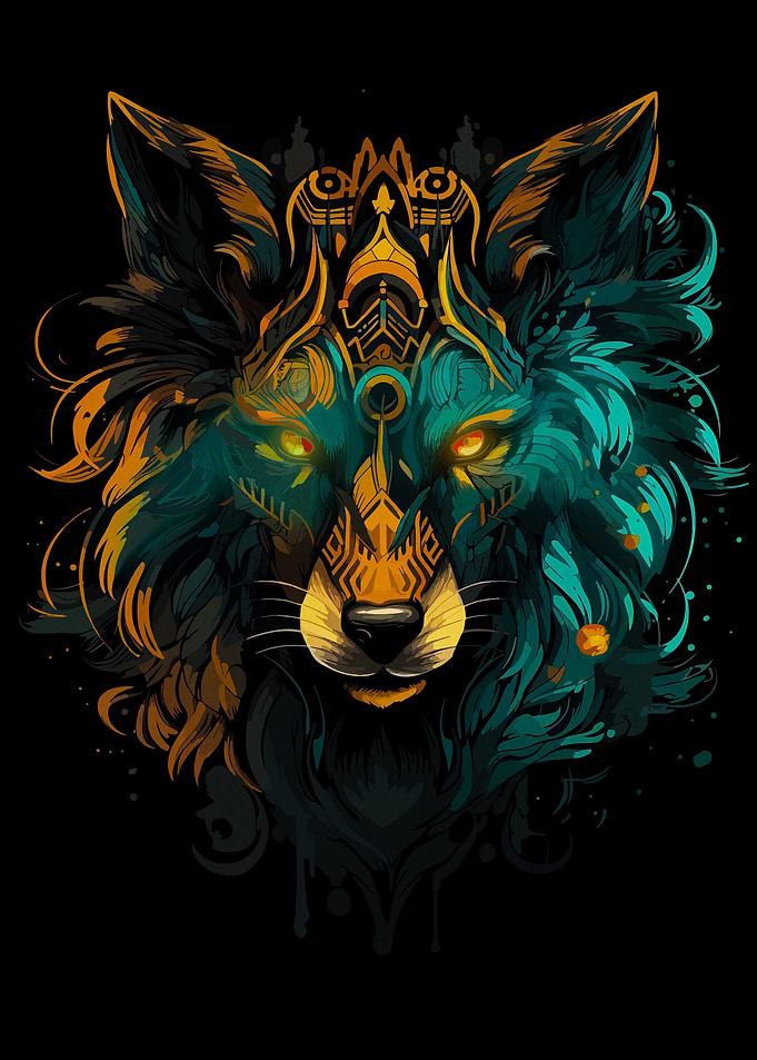 abstract kintsugi wolf