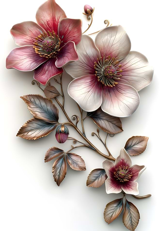 Realistic Vintage Flowers