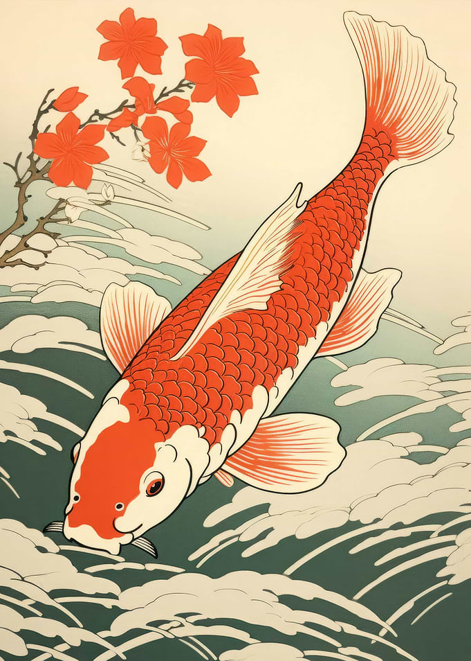 Koi Fish Japanese Painting