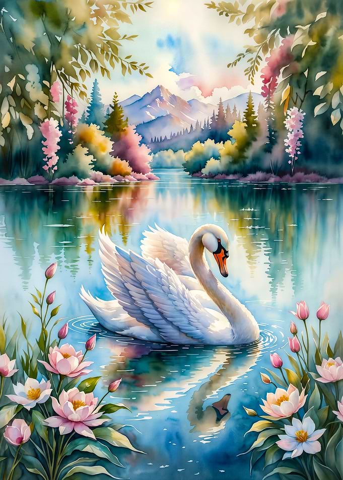 Elegant Swan in a lake
