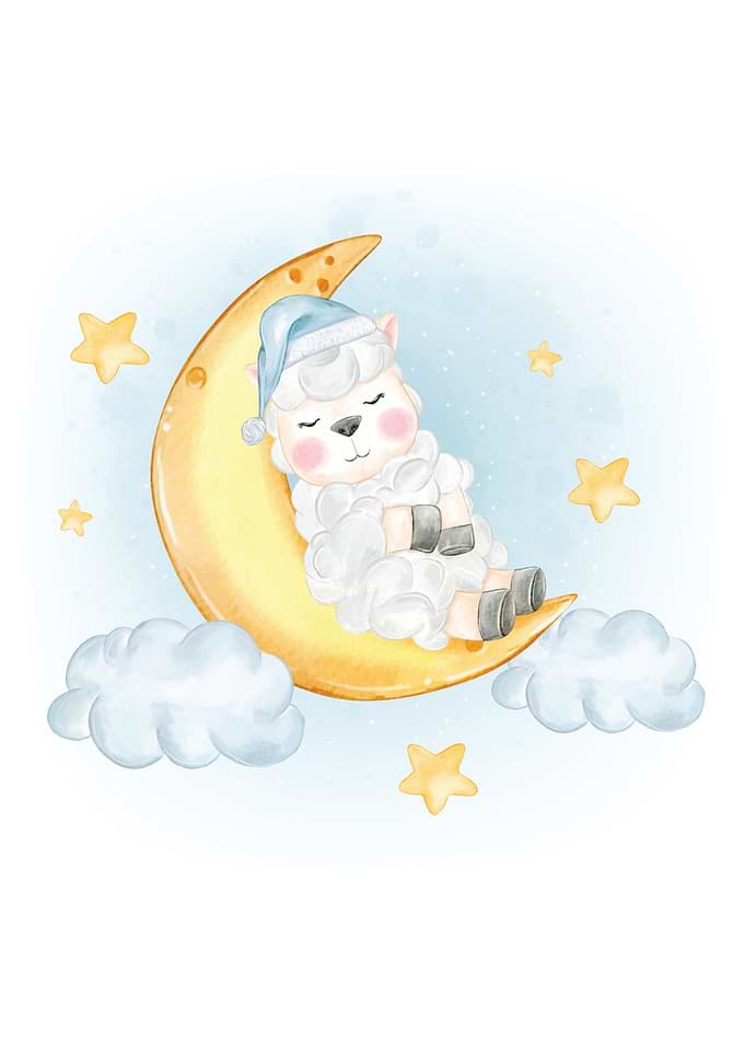 Sleepy sheep on the moon