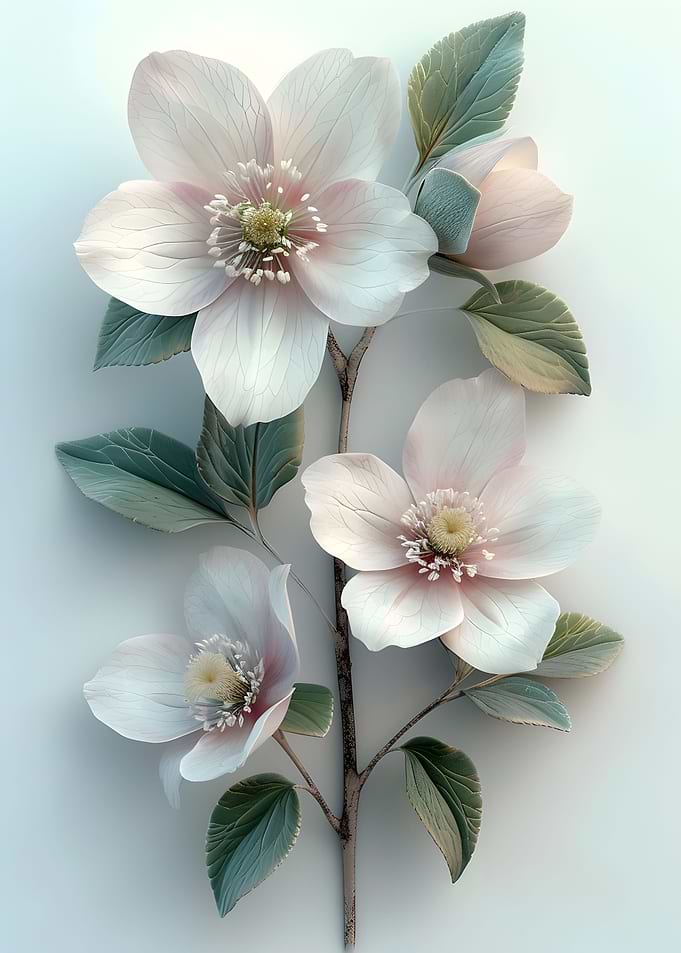 White Flowers Poster