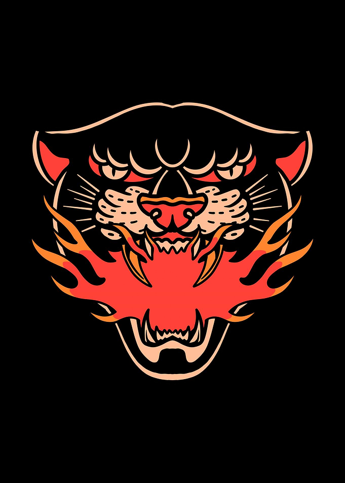 flaming panther tattoo