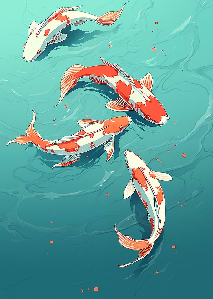 Elegant Koi Fish in Pond