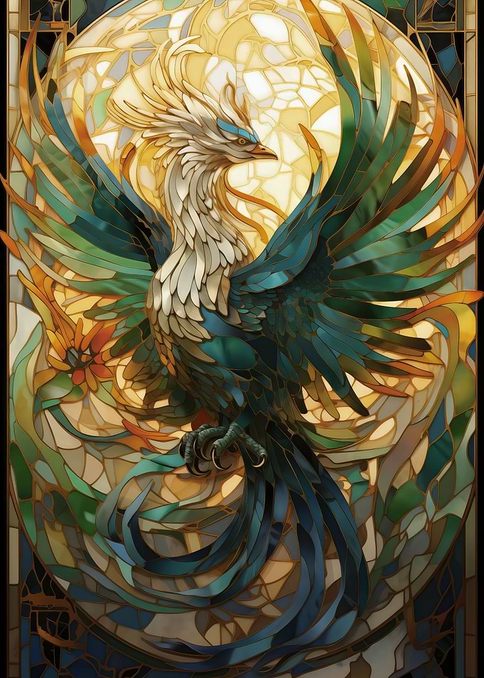 Phoenix stained glass art