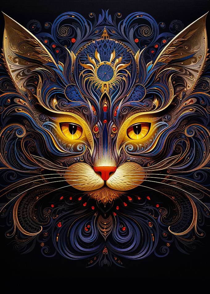 abstract kintsugi cat