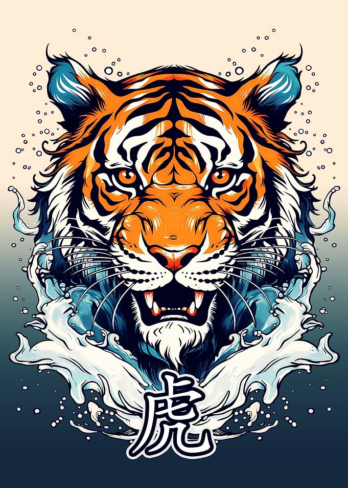 Courage Tiger Kanji Symbol