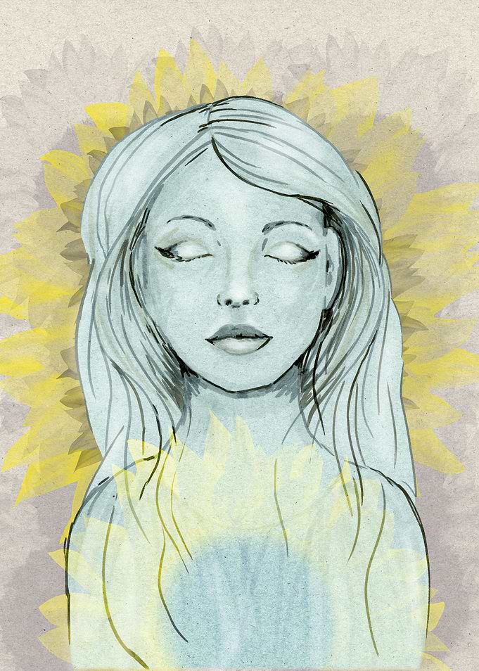 Girl with sunflowers