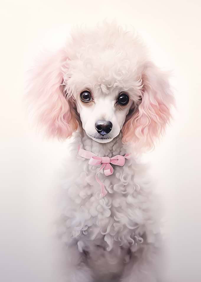 White Poodle pink mood