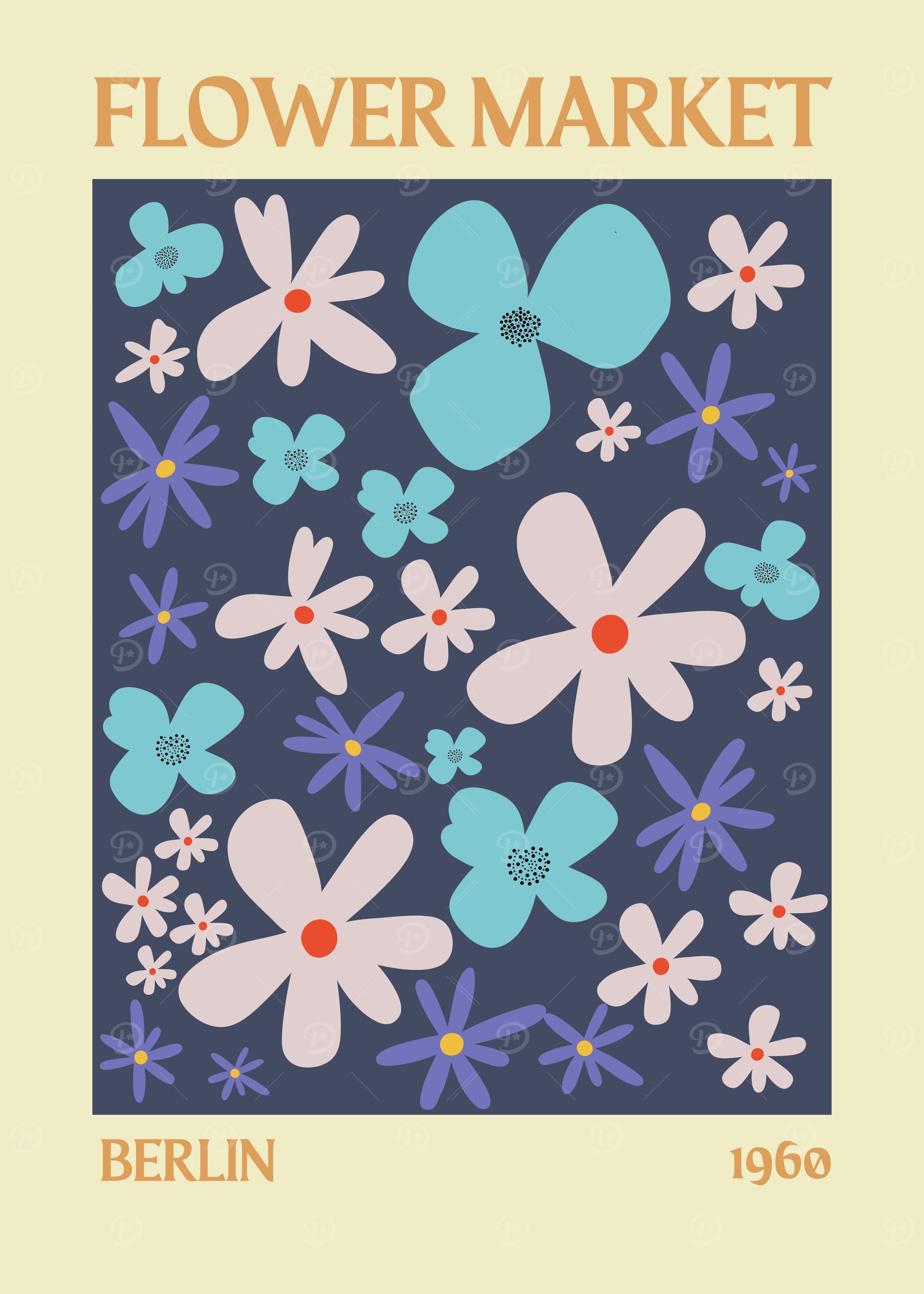 Flower Market 4 Blue