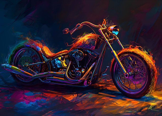 Burning Chopper Motorcycle