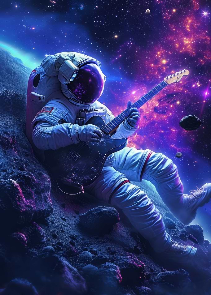 Astronaut Guitar in Space